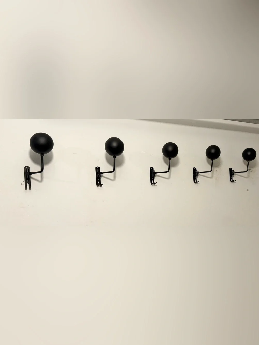 Set of 3 Matte Black Helmet Wall Hooks with Round Knobs